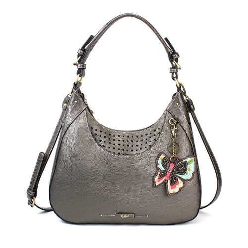 Pewter New Butterfly Sweet Hobo Tote by Chala