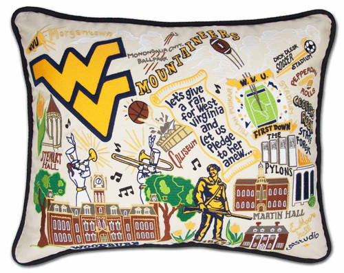 West Virginia University XL Embroidered Pillow by Catstudio