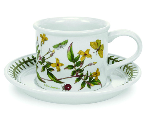 Botanic Garden Set of 6 Drum Shape Breakfast Cup & Saucers (Assorted Motifs) by Portmeirion