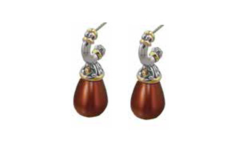 Seashell Pearl Post Earrings - Chocolate - John Medeiros