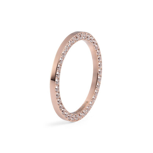 Size 7.5 Rose Gold with Crystal Border Interchangeable Spacer Ring by Qudo Jewelry