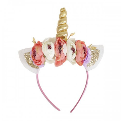 Floral Gold Unicorn Headband by Simply Southern