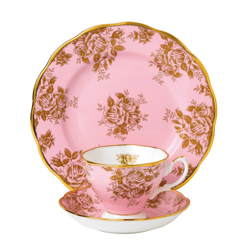 100 Years 1960 Golden Rose 3-Piece Teacup Set by Royal Albert