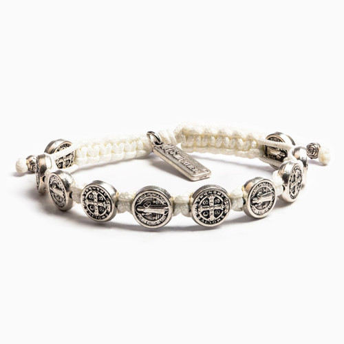 Benedictine Blessing Bracelet - White with Silver Medals by My Saint My Hero