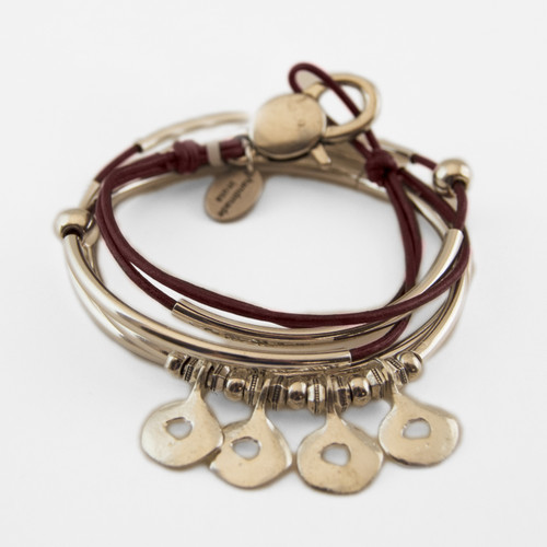 Quartet Metallic Maroon Medium Bracelet by Lizzy James