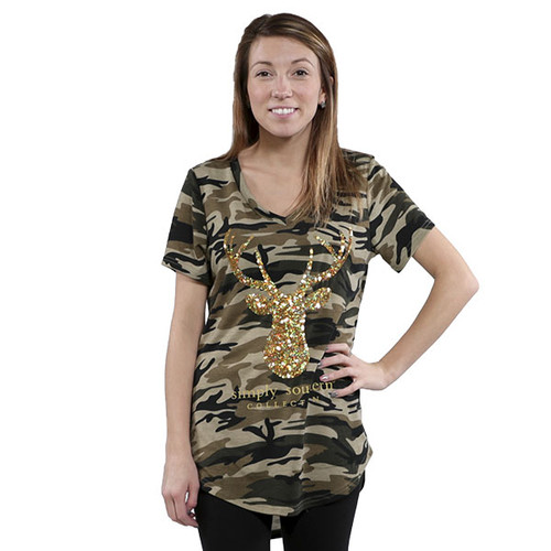 Medium Deer Camo Sequin Top by Simply Southern