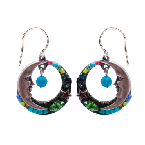 Multi-Color Celestial Moon Earrings - Firefly Jewelry