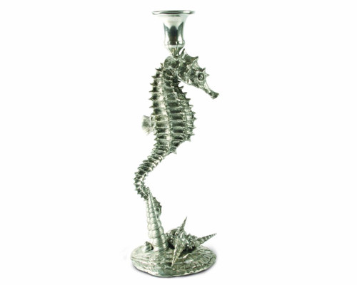 Sea Horse Pewter Candlestick Holder by Vagabond House