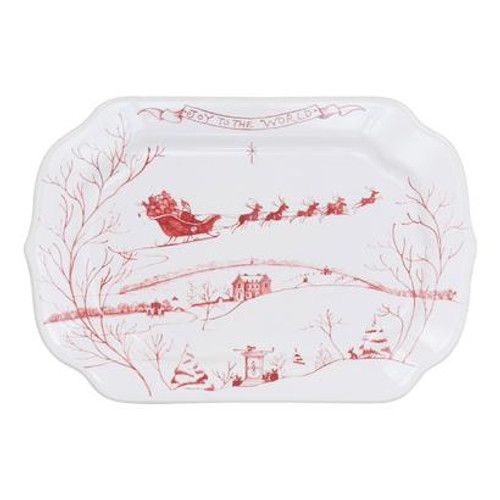 Country Estate Winter Frolic Ruby Joy To The World Gift Tray by Juliska