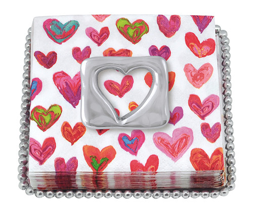 Open Heart Beaded Napkin Plate by Mariposa