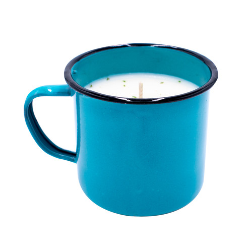 Summer Melon Potting Shed Enamelware Medium Mug  Swan Creek Candle (Color: Aqua)