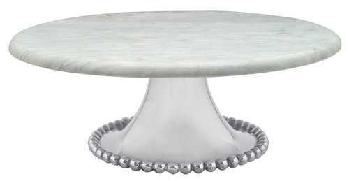 Pearled Small Marble Cake Stand by Mariposa