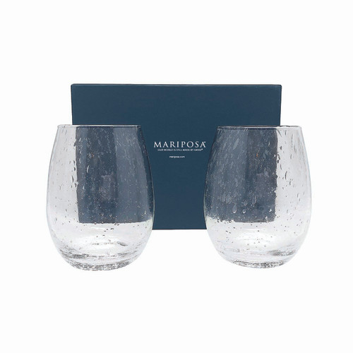 Bellini Stemless Red Wine Glasses - Set of 2 Gift Box - by Mariposa