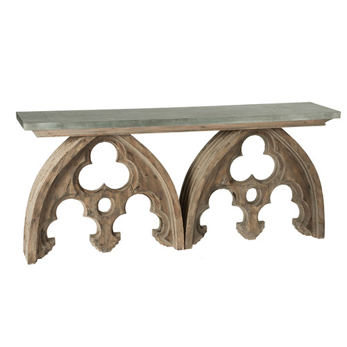 Natural Arched Cathedral Table With Tin Top by Aidan Gray