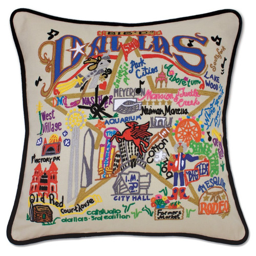 Dallas XL Hand-Embroidered Pillow by Catstudio