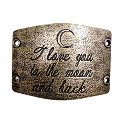 I Love You to the Moon and Back - Large Brass Sentiment - Lenny & Eva