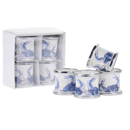 Set of 4 - Blue Crab Napkin Rings by Golden Rabbit