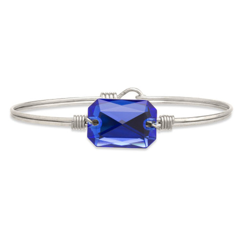 Petite Dylan Silver Tone Bangle Bracelet in Majestic Blue by Luca and Danni