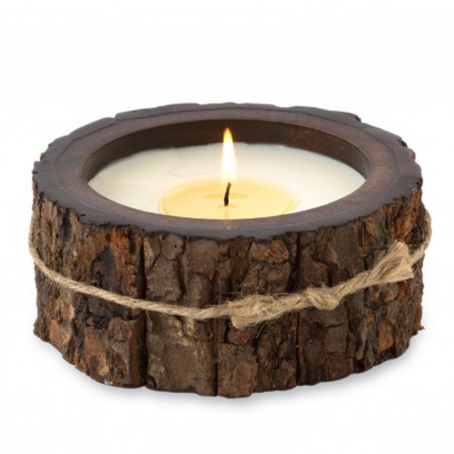 Campfire 9 oz. Round Tree Bark Pot Candleby Himalayan Candles