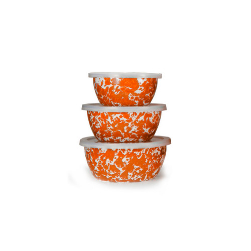 Set of 3 - Orange Swirl Nesting Bowls by Golden Rabbit
