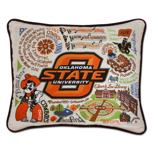 Oklahoma State University XL Embroidered Pillow by Catstudio