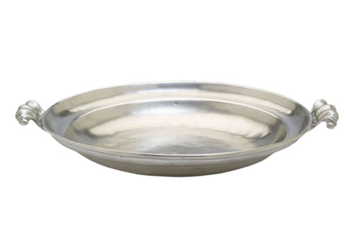 Round Low Bowl with Scroll Handles by Match Pewter