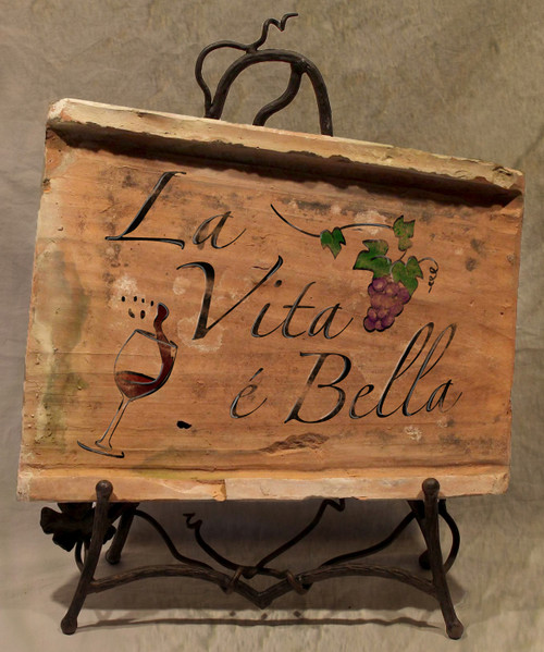 Painted Antique Tile - La Vita e' Bella by Bella Toscana