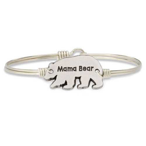 Regular Mama Bear Silver Tone Bangle Bracelet by Luca and Danni