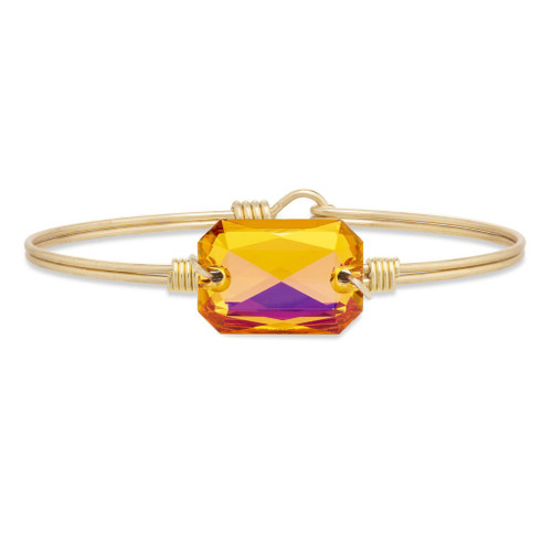 Petite Dylan Brass Tone Bangle Bracelet in Pumpkin by Luca and Danni