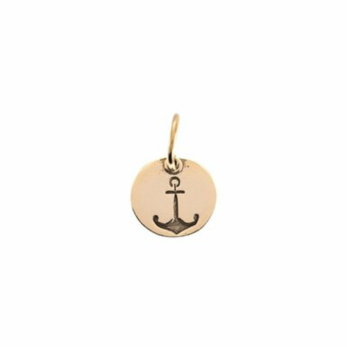 Anchor Antique Gold Small Circle Pendant by Benny & Ezra