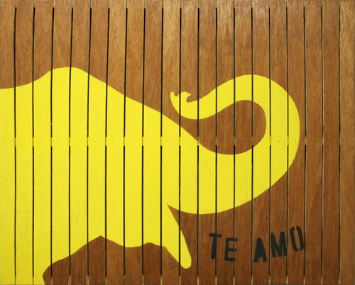 30" x 24" Yellow Elephant Te Amo Slatted Sign by Sugarboo Designs