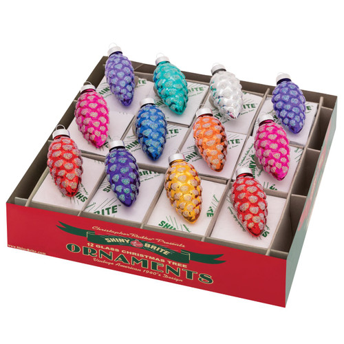 Christmas Confetti 1.75" Pinecones  (Set of 12) by Christopher Radko