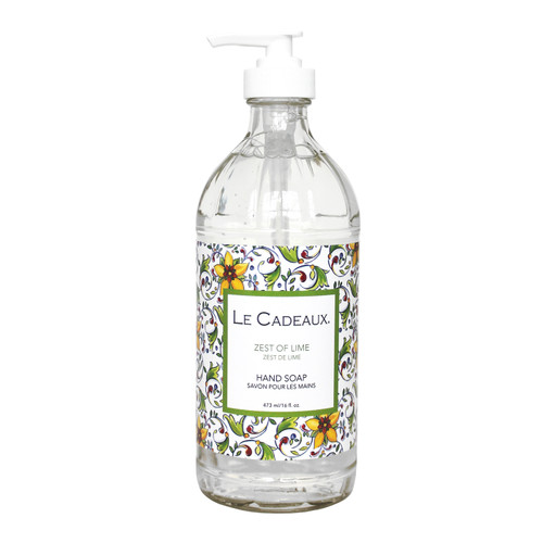 Zest of Lime Scented Liquid Hand Wash in 16 oz. Glass Bottle by Le Cadeaux