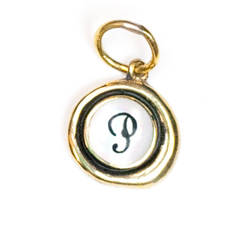 Letter "P" Mother of Pearl Insignia Charm by Waxing Poetic