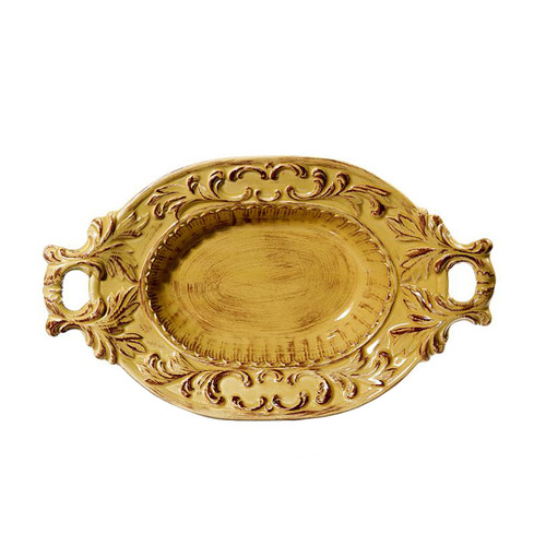 (G) Baroque Honey Oval Bowl 15.5"L x 9.5"W - Set of 2 - Intrada Italy