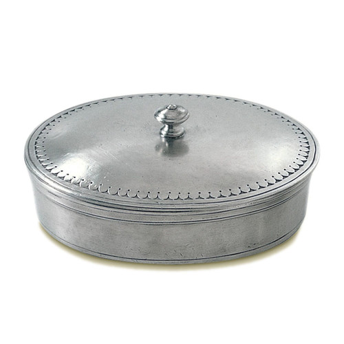 Large Oval Lidded Box by Match Pewter