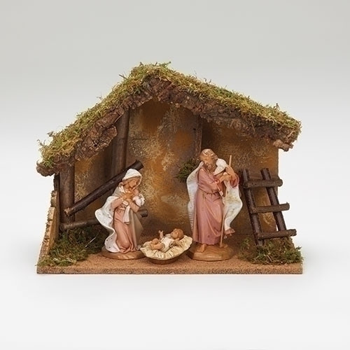 7.5" Scale 3-Figure Nativity Set with Italian Stable - Fontanini  1