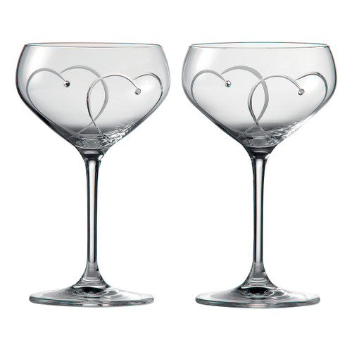 Promises Two Hearts Entined Champagne Saucer - Set of 2 - by Royal Doulton