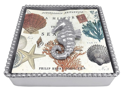 Seahorse Beaded Napkin Box by Mariposa