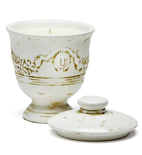 Tuscan Currant Ivory Cream Crackle Lidded Medium French Urn Nouvelle Candle