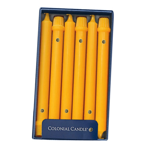 Butterscotch 10" Unscented Classic Taper 12-Pack Colonial Candle