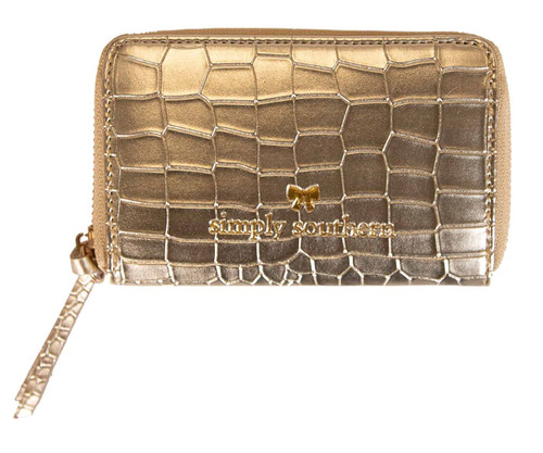 Gold Leather Zip Wallet by Simply Southern