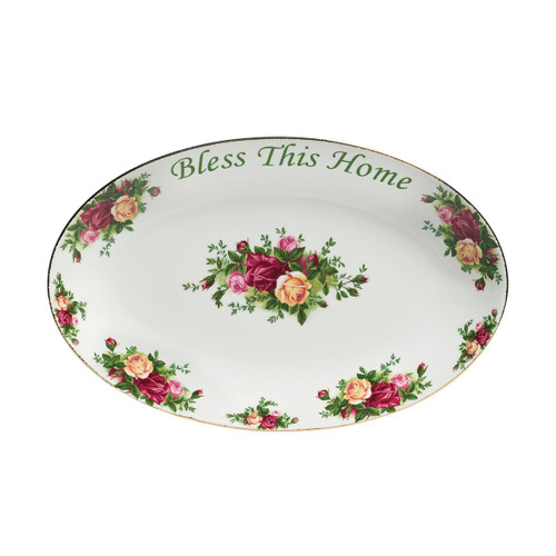 Old Country Roses Bless This Home Platter by Royal Albert