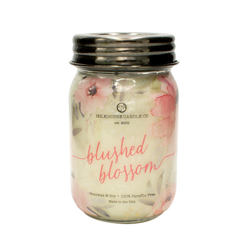 Blushed Blossom Ltd Edition 13 oz. Wrapped Mason Jar by Milkhouse Candle Creamery