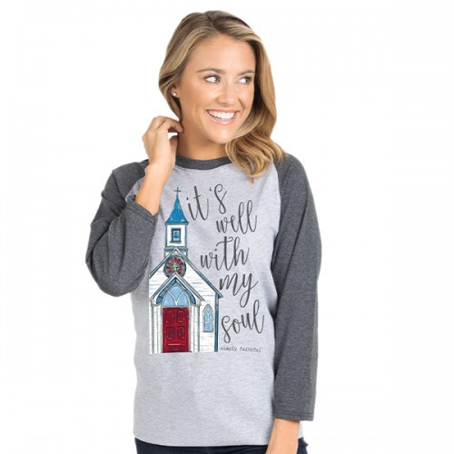 Large Simply Faithful Dark Heather Gray Soul Long Sleeve Tee by Simply Southern