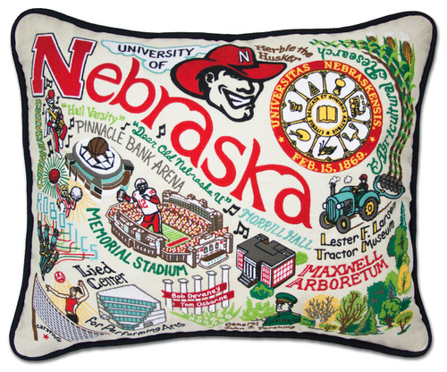 University of Nebraska XL Embroidered Pillow by Catstudio