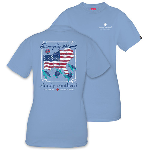 Medium Simply Strong Hurricane Relief Blue Short Sleeve Tee by Simply Southern