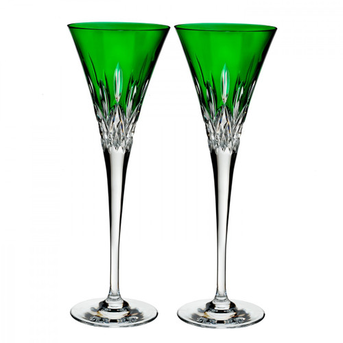 Lismore Pops Emerald Flute Pair by Waterford