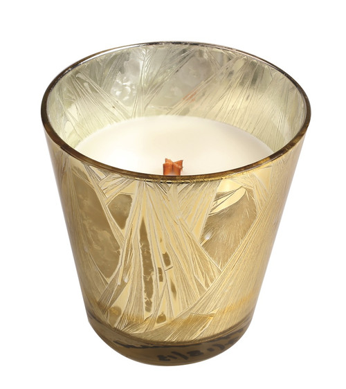 WoodWick Candles Spiced Eggnog Holiday Gold Starburst Glass