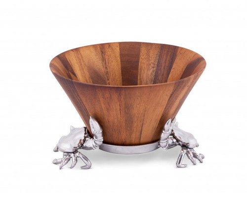 Crab Tall Wood Salad Bowl by Arthur Court